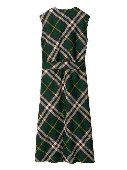 CHECK MOTIF WOOL MIDI DRESS
