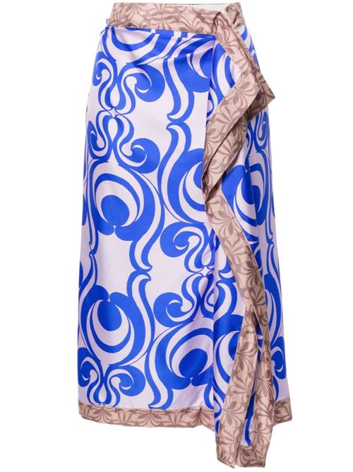 PRINTED SILK MIDI SKIRT