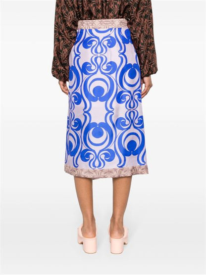 PRINTED SILK MIDI SKIRT