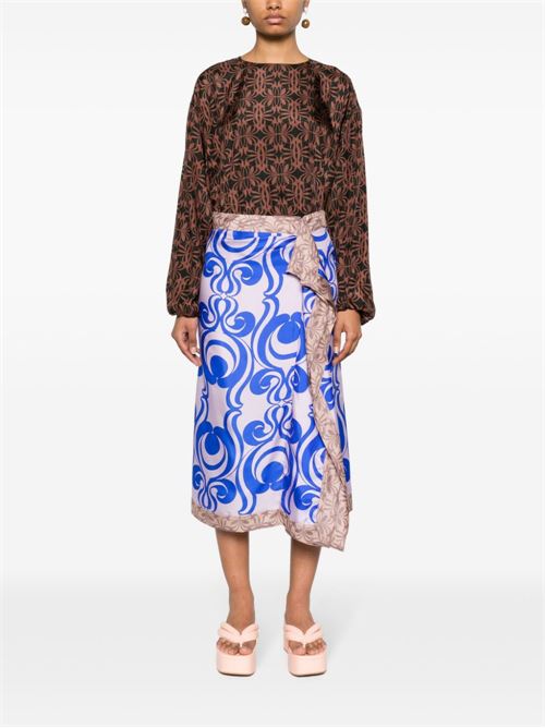 PRINTED SILK MIDI SKIRT