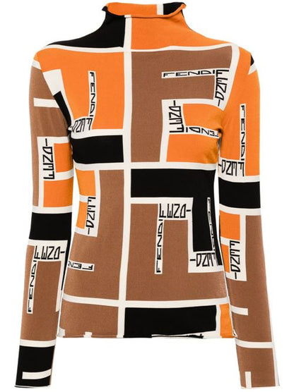 PRINTED HIGH-NECK TOP