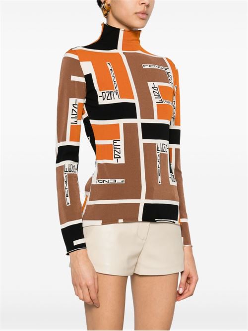 PRINTED HIGH-NECK TOP