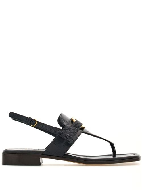 GANCINI LEATHER THONG SANDALS