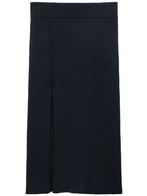 CABLE KNIT ASYMMETRICAL SKIRT