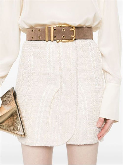 COTTON BLEND WRAPPED SKIRT