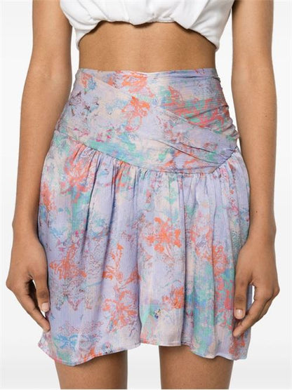 FLORAL PRINT SILK MINI SKIRT