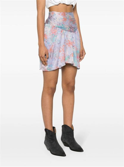 FLORAL PRINT SILK MINI SKIRT
