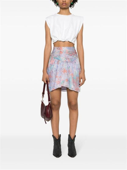 FLORAL PRINT SILK MINI SKIRT