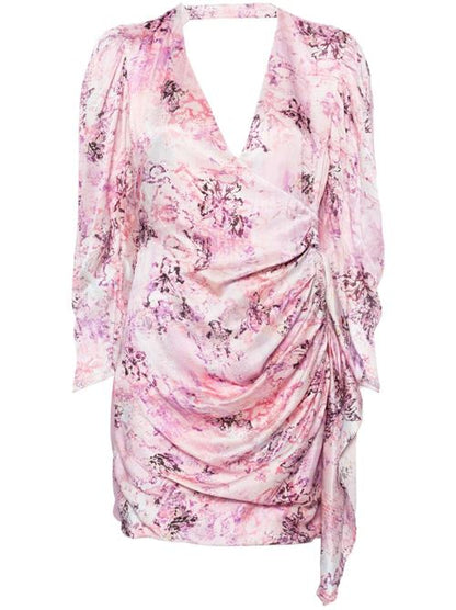 FLORAL PRINT SILK SHORT DRESS