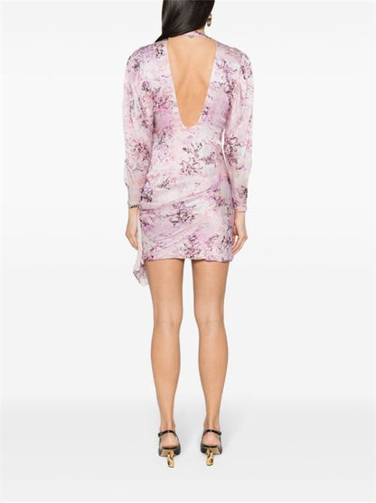 FLORAL PRINT SILK SHORT DRESS