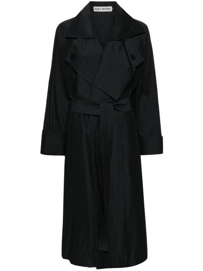 LINEN BLEND BELTED TRENCH COAT