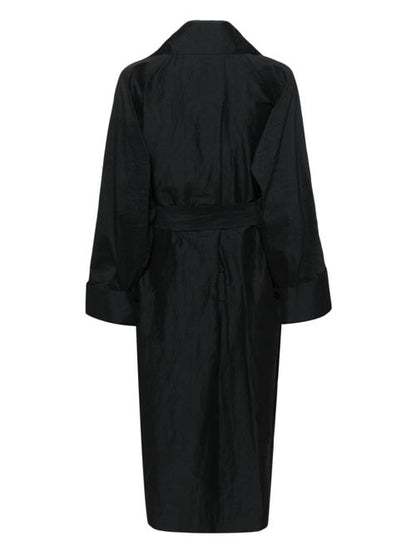 LINEN BLEND BELTED TRENCH COAT