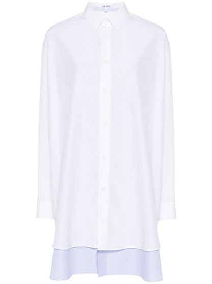 COTTON AND SILK BLEND SHIRT DRESS