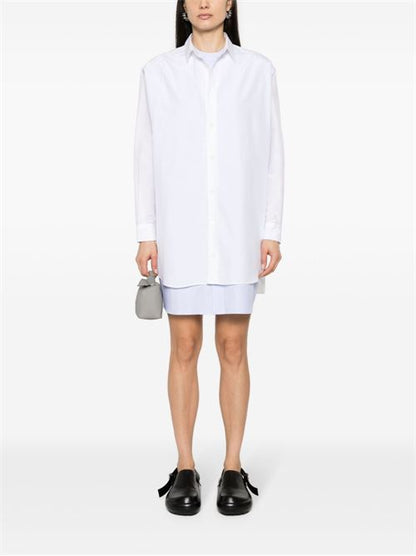 COTTON AND SILK BLEND SHIRT DRESS