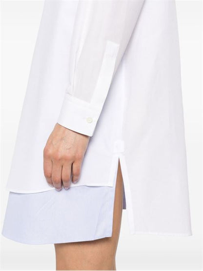 COTTON AND SILK BLEND SHIRT DRESS