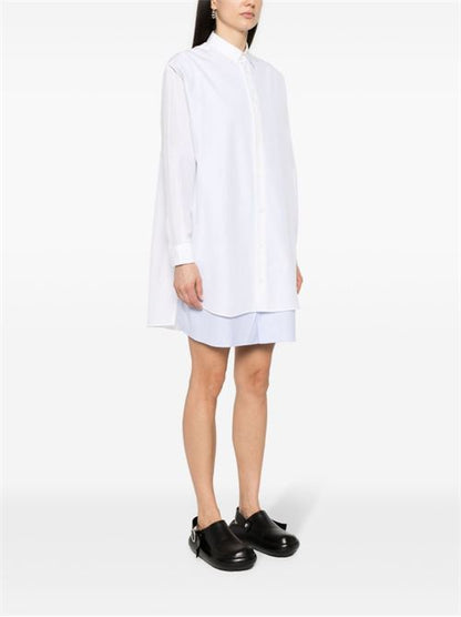 COTTON AND SILK BLEND SHIRT DRESS