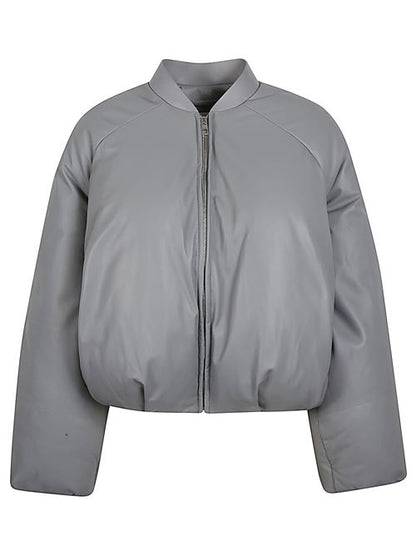 LEATHER PADDED BOMBER JACKET