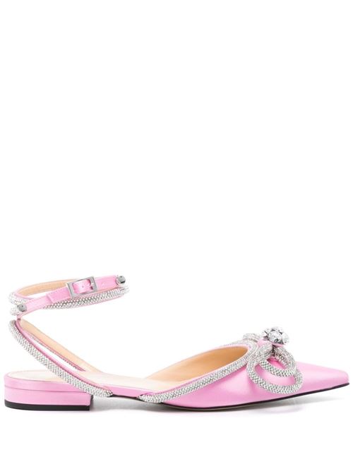 DOUBLE BOW SATIN SLINGBACK BALLET FLATS