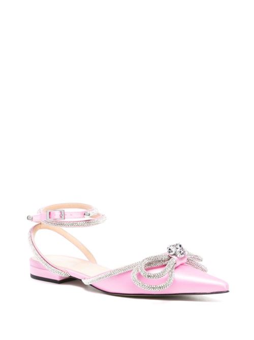 DOUBLE BOW SATIN SLINGBACK BALLET FLATS