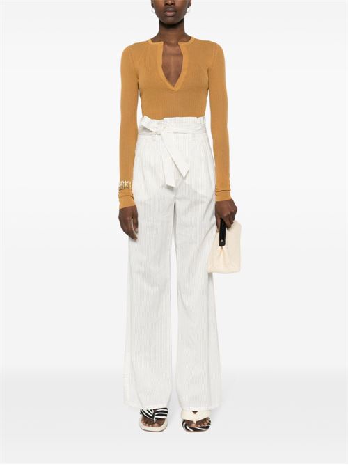COTTON AND SILK BLEND TROUSERS