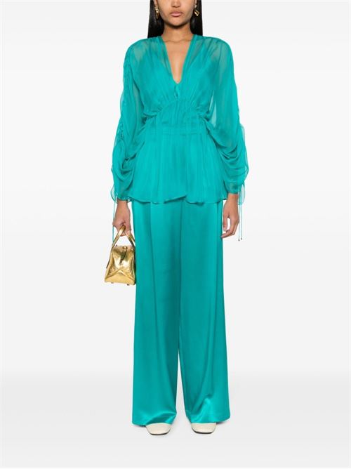 SATIN WIDE-LEG SILK TROUSERS