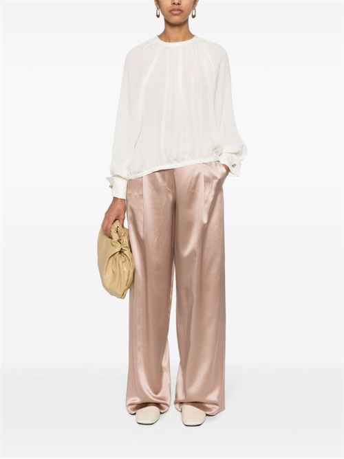 SATIN WIDE-LEG SILK TROUSERS