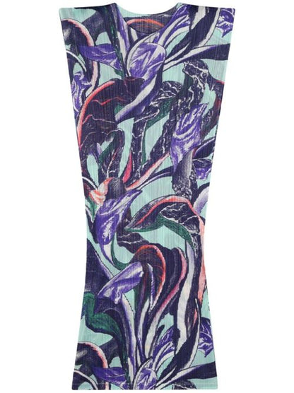 PRINTED PLEATED MIDI DRESS