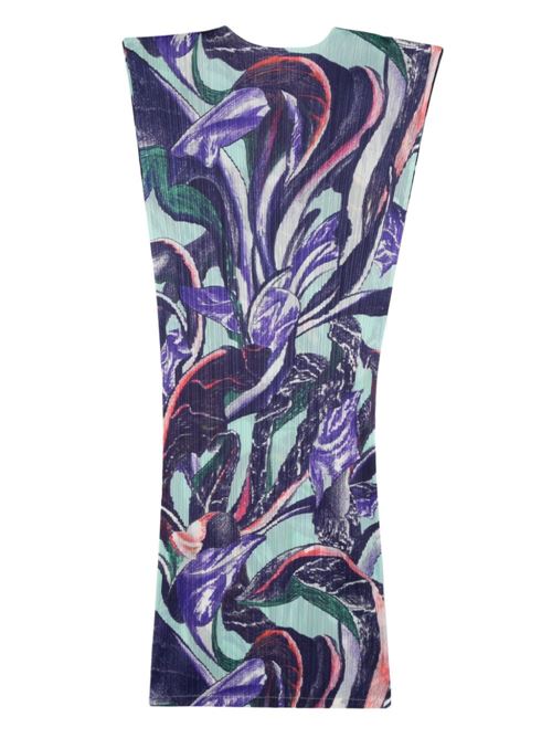 PRINTED PLEATED MIDI DRESS