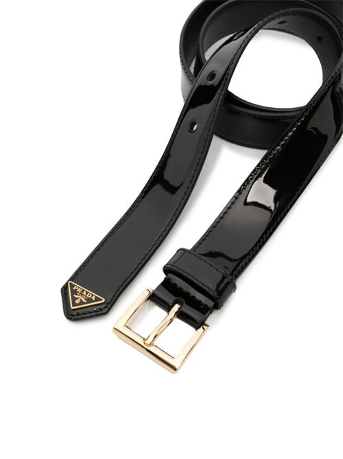 SHINY LEATHER LOGO BELT
