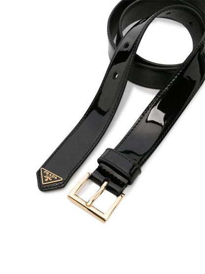 SHINY LEATHER LOGO BELT
