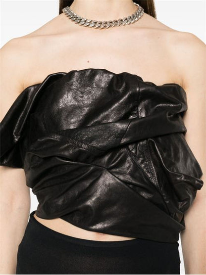 DRAPED LEATHER BUSTIER