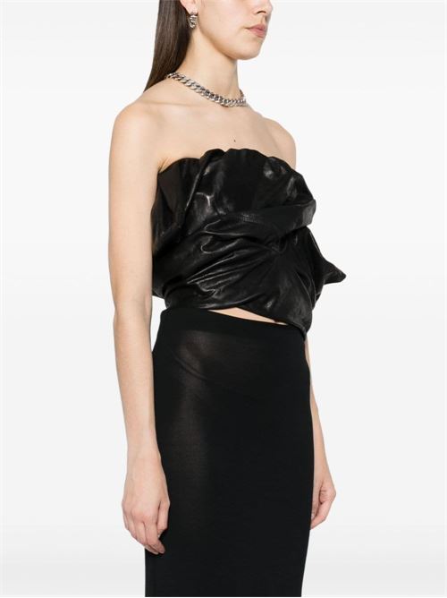 DRAPED LEATHER BUSTIER