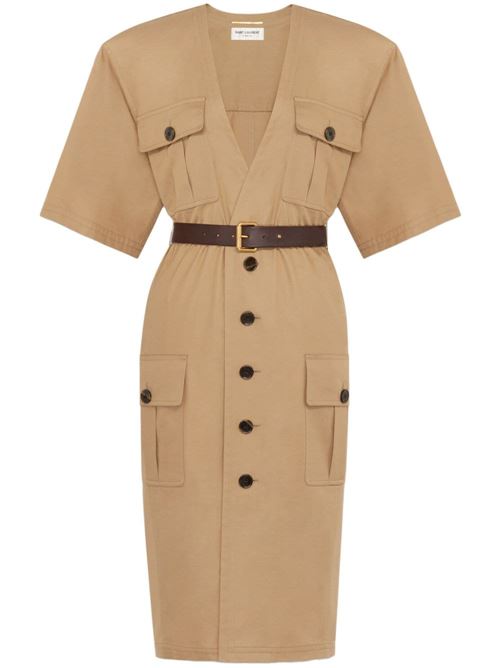 COTTON TWILL MIDI DRESS