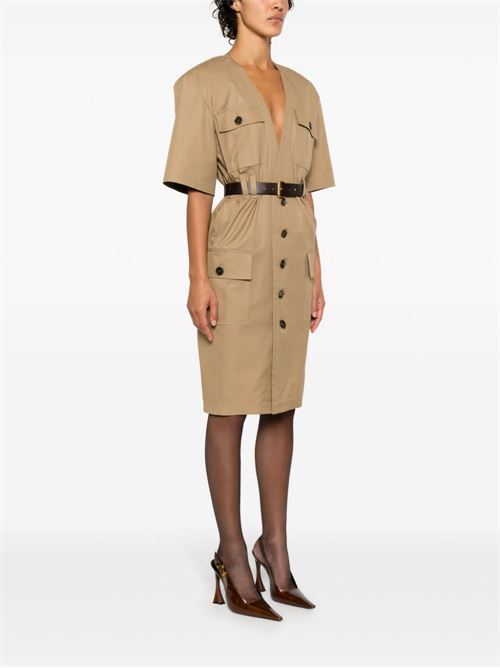 COTTON TWILL MIDI DRESS