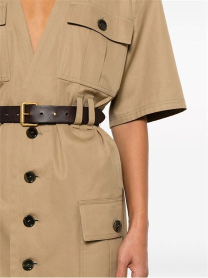 COTTON TWILL MIDI DRESS