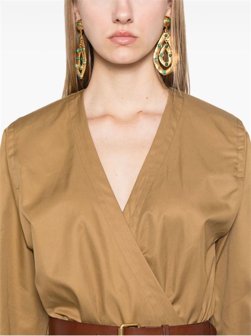 COTTON TWILL MIDI DRESS