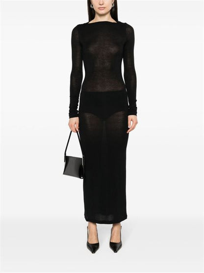 WOOL BLEND LONG PENCIL DRESS