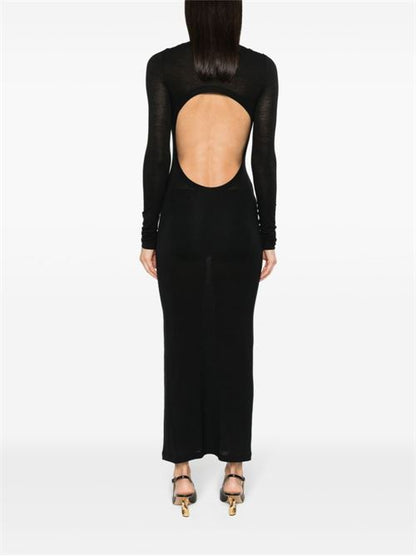 WOOL BLEND LONG PENCIL DRESS