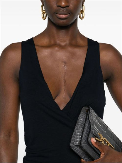V-NECKED SLEELVESS DRESS