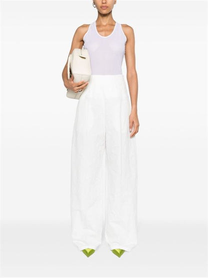 LINEN AND COTTON BLEND TROUSERS