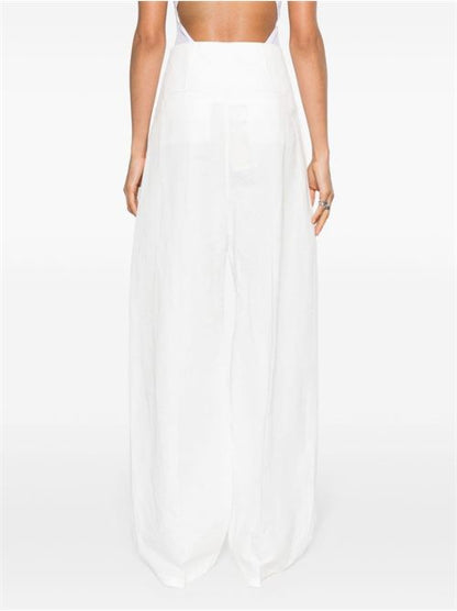 LINEN AND COTTON BLEND TROUSERS