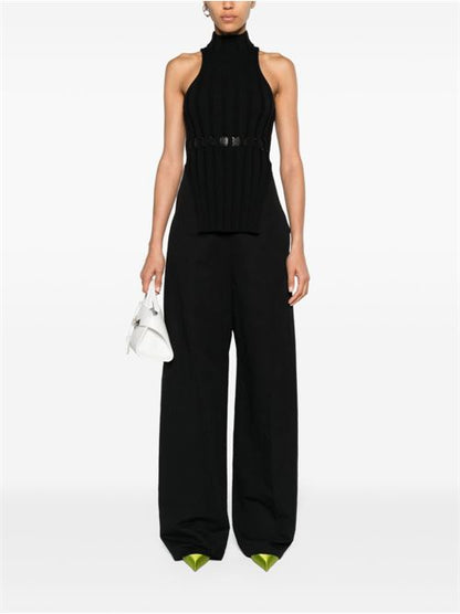 LINEN AND COTTON BLEND TROUSERS
