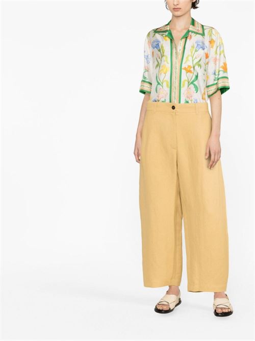 WIDE LEG CROPPED COTTON TROUSERS