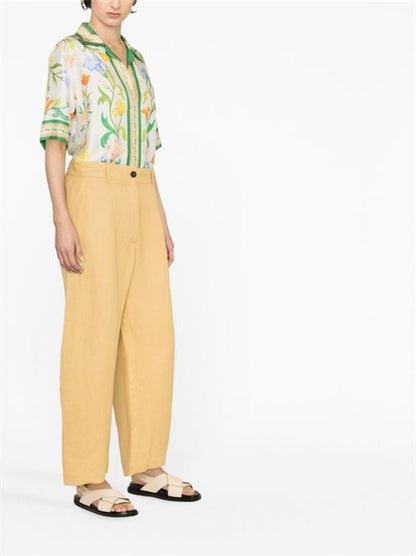 WIDE LEG CROPPED COTTON TROUSERS