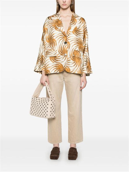 PRINTED SILK CABAN JACKET