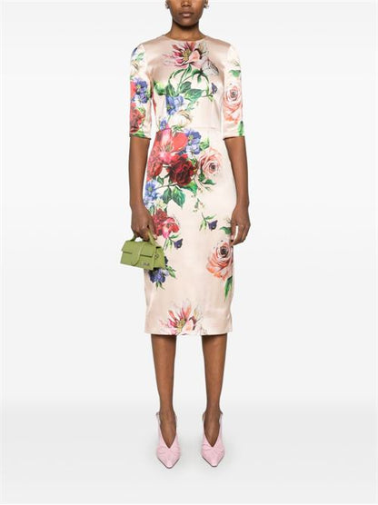 FLOWER PRINT MIDI DRESS