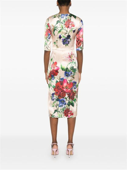 FLOWER PRINT MIDI DRESS