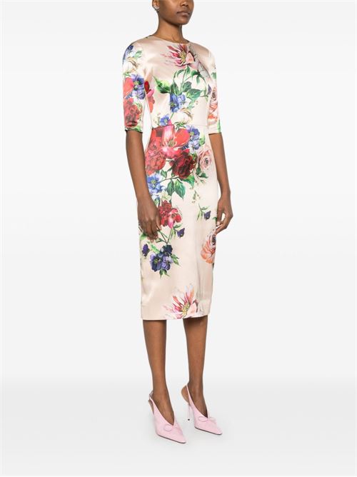 FLOWER PRINT MIDI DRESS