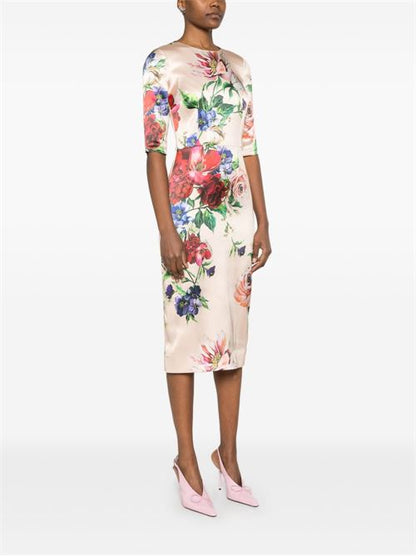 FLOWER PRINT MIDI DRESS