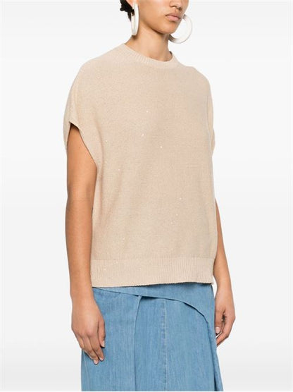 LINEN BLEND CREWNECK SWEATER